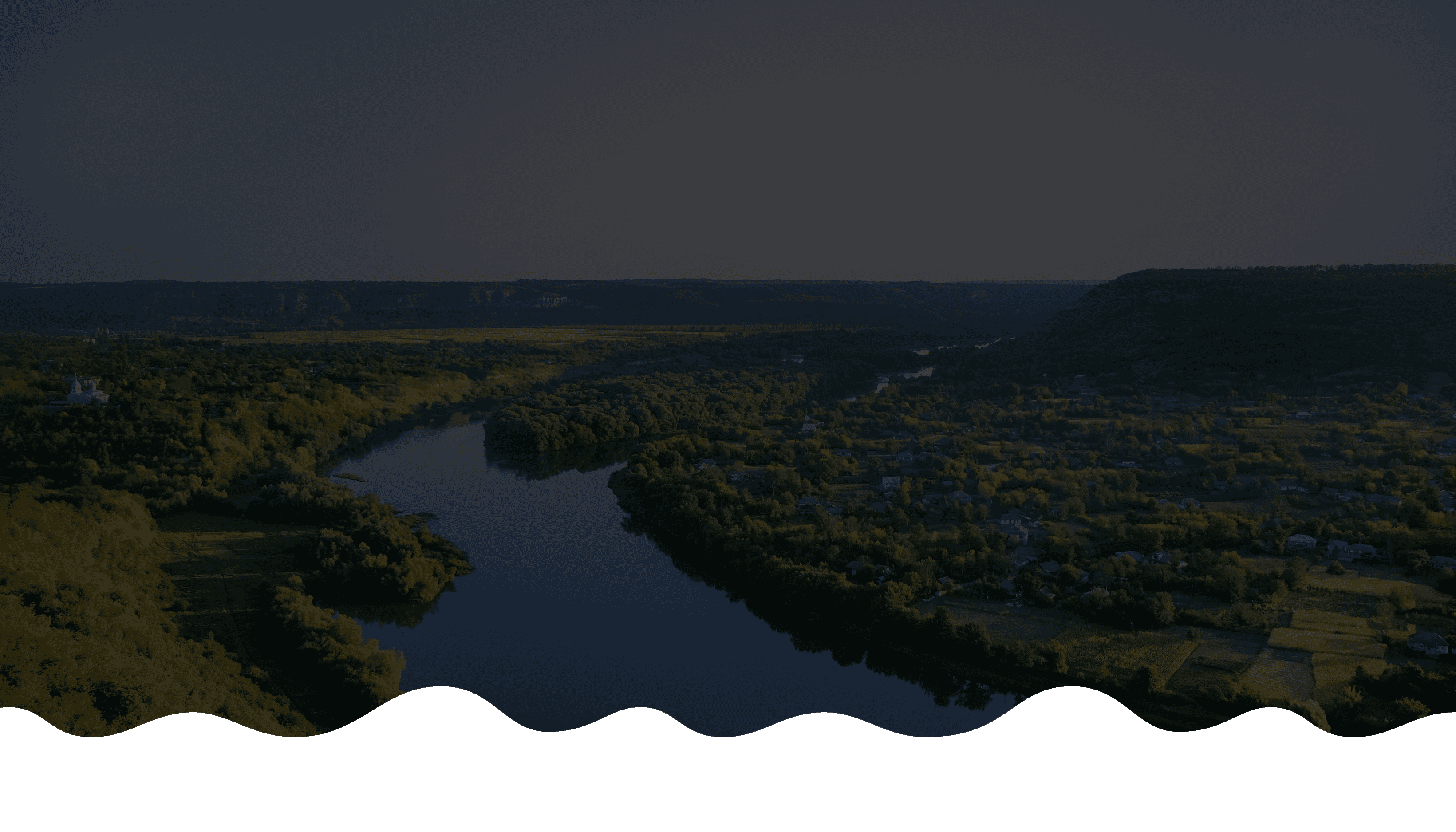 Hero image of main page - a landscape of a river
