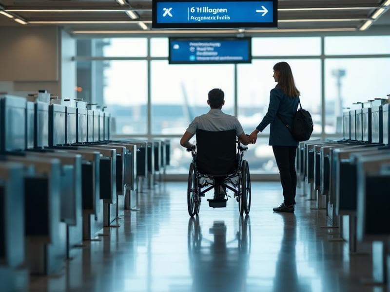 Image of a person in a wheelchair at the airport